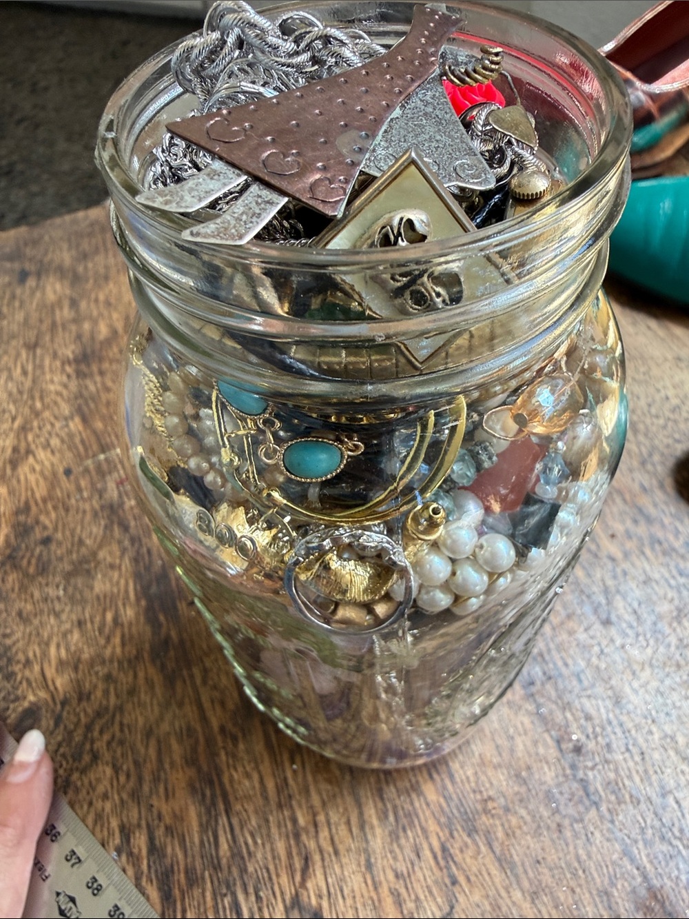 Mystery estate jewelry jar all wearable with sterling silver pieces